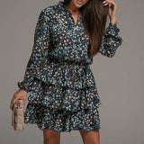 Print V Neck Green Short