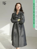 Turn-down Coollar Full Sleeve Trench High Waist Single Breasted Coats Solid Office Lady Casual 2022 Spring New