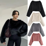 Fongt Women's Clothing 2025 Winter New Artificial Fur Effect Short Long-Sleeved Jacket Environmental Protection Fur Coat