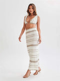 Fongt Two Sets Of Women's Knitted Slings Wrapped Breasts Skirt Dress Fashion Suit