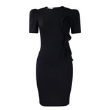 Fongt Women's 2025 New Fashion Elegant Brace For The Duh Leh Side Solid Color Short-Sleeved African Dress