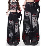 Fongt Girls Loosely Languidly And Slacken Jeans Children Punk Retro Waterwash Fashion Casual Trousers
