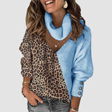 Leopard Patchwork Turtleneck