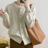 Fongt Wind Round-Neck Knitted Sweater Coat Women's Spring And Autumn Design Small Knitted Cardigan Small Bottom