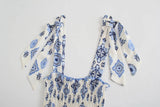 Fongt Women's New Blue Print Sling Dress 1157