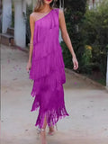 Fashion Tuxedo Slanted Shoulder Asymmetric Dress 2025 Spring And Summer