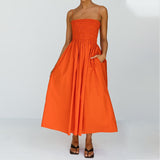 Fongt Spot 2023 Spring New Women's Fashion Temperament High Waist Sling Cotton Hemp Dress-Outfit