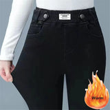 Thicken Skinny Denim Pencil Pants Women Casual Plush Velvet Lined Warm Jeans New High Waist Korean Warm Stretch