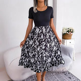 Fongt Wind Shooting Spring And Summer Leisure Leopard-Print Lotus Leaf Side Long Dress Women's Clothing