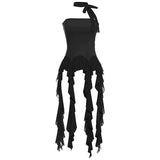 Fongt New Pure Hottie Wind Lotus Side Splicing Ribbon Braid Vest Woman Slimming Irregular Top