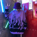 Fashion Autumn Winter Harajuku Sweater Flame Knitting Batwing Casual Long Women Sweater Loose Pullovers Jersey