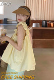 Top Women Summer New Korean Style Design Solid Fashion Cropped Leisure Basic Loose Sweet Tender Aesthetic Fairy