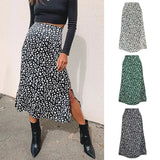 Fongt / Summer 2023 Leopard Print Slit Skirt Sexy Zipper High-Waist Long Skirt-Outfit