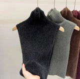 Sweater Vest Women Cropped Sleeveless Knitted Pullovers Jumper Vintage Solid Waistcoat Knitwear Korean Slim Tank Top-Outfit