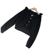 Fongt Open Autumn Coat Small Thin Loose Korean Version Casual Button Cardigan Lazy Wind Small Jacket Female Autumn-Outfit