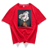 Neck Short Sleeve Loose Harajuku Avatar Print Chic Women's T-shirt Summer Korean Version 95% Cotton Stretch Female