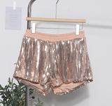 Fongt Shooting Babes Shiny Shiny Splicing Loose Waist Shorts Design Feel Thin Broad Leg Hot Pants 9053