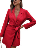 Fongt Autumn And Winter New Tice With Belt Top Loose Candy Color Long Blazer