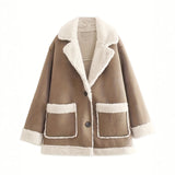 Fongt New Fashion Collar Plush Jacket Winter Warm Casual Jacket