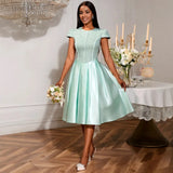 Fongt New Round-Neck Rose-Tieed Bridesmaid Dress Bow Tie Elegant Party Dress Dress Dress