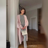 Fongt Autumn And Winter Hot Sweater Suit Women Loose Long Version Imitation Cardigan + Open Fork Dress