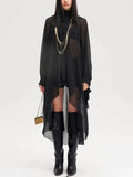 Fongt Women's Chiffon Dress 2025 Autumn Dress With Long Sleeves And Leafs Relaxing Long Dresses