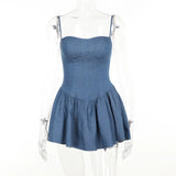Fongt Summer 2024 New Sexy Bag Ass Temperament Babes Imitation Denim Dress