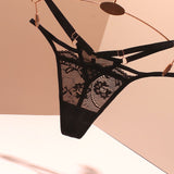 Fongt Thong Trousers Hollow Sexy Transparent Lace Without Trace Buckle Clasp Tight Tray Insightless Trace Ultra-Thin Low-Waisted Trousers Summer