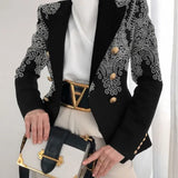 Fongt New Women's Coat Season Printing Xiaoxi Decoration Fashion Short Double Buckle Top Woman