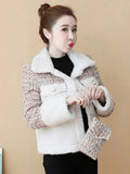 Small Fragrance Warm Lamb Wool Coat Women Patchwork Jacket Ladies Pocket Short Teddy Jacket Loose Fashion
