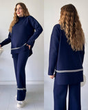 Fongt 2025 New Solid Color Casual Blouse Loose Comfortable Design Micro-Thorn Trousers Set Woman