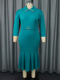 Fongt African Plus-Size Shirt-Collar Dress Party Party Fishtail Dresses