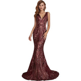 Fongt New Annual Evening Dress Sleeveless Sexy V-Neck Dress Party