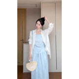 Fongt Sense Asymmetric Folding Design Corset Female High-Waisted Ponbo Skirt Niche Fashionable Suit
