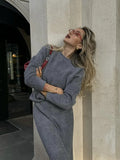 Fongt 2025 Elegant Soft Thicker Round Collar Sweater + Fishtail Skirt Two Sets Of Women's OL Wind Top + Skirt Set
