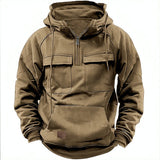 Fongt And Autumn New Men's Hooded Solid Color Sweater Youth Sports Multi-Pocket Coat