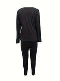 Independent Station Large Size Women's Long-Sleeved Trousers Two-Piece Suit In Solid Color-Outfit