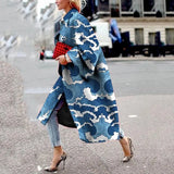 Fongt Spring And Autumn Wishebay Long Horn Sleeve Coat Print Loose Wind Coat