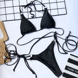 Bikini Set 2022 Sexy Pentagram Design Clear Strap Thong Swimsuit Women Neon Green Transparent Bathing Suit Beach