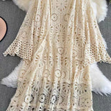 Fongt Wind With Thin Crochet Crocheted Cardigan Women's Holiday Wind Wearing Shawl Coat Long Sunscreen Shirt