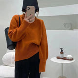 Fongt Version Sweater Female Qiu Dong Loose Wear 2024 New Versatile Lazy Wind Knit Bottom Shirt Jacket-Outfit