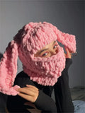 2023 Cute Women Girl Knitted Skullies Beanies Solid Color Winter Warm Loose Causal Cute Animals Ears Pattern Caps Hat-Outfit
