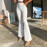White Knitting Sexy Cut-Out High Waist Flare