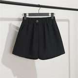 Fongt And Summer Slim Show Thin Shorts Female Blue New 2024 Korean Version Design Sense Casual A Word Wear Wide-Leg Pants-Outfit