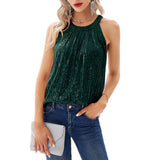 Fongt Summer New Ladies Elegant Chiffon Shirt Round Sleeveless Shirt Casual