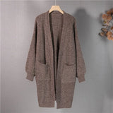 New 2021 Women's Autumn Winter Sweaters Elegant Long Cardigans Warm Oversized Pockets Lady Fashionable Tops