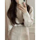 Fongt Knitted Cardigan Girl Spring And Autumn Gentle Wind High-End Feeling Short Sweater Coat Small