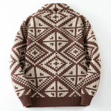 Fongt Men's Casual Geometric Jacket Knit Dress Vintage Coat Men's