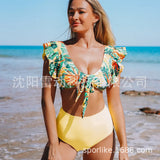 Bikini2025 New Lotus Edge Bikini Split Swimsuit Sexy High