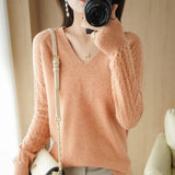 Fongt Out Makes Bottom Unlined Upper Garment Female Autumn Dong New Style Sweater Inside Jacket Long Sleeve Sets Foreign Style Slim V Gets Sweater Female-Outfit
